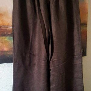 J Jill Artisan Linen Brown Pants, Size Medium,